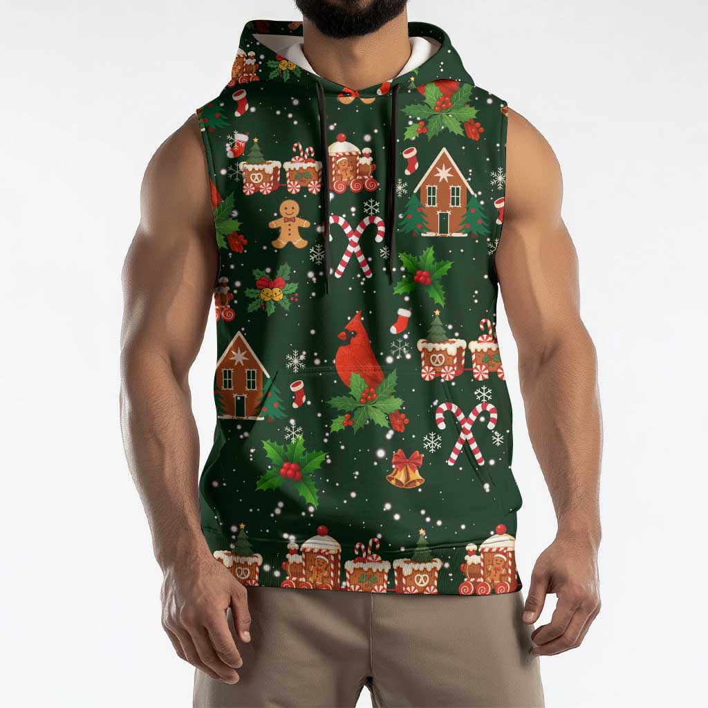 Love Cardinal Xmas Christmas Sleeveless Hoodie Xmas Holiday Patterns - Wonder Print Shop