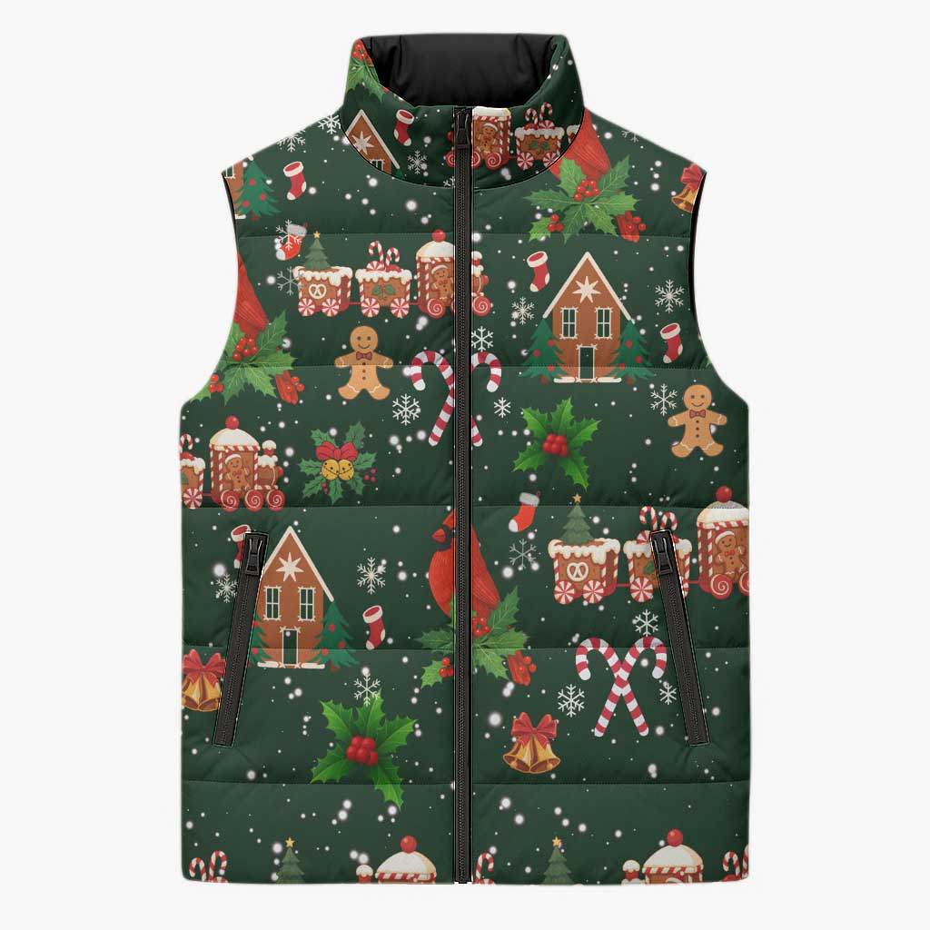 Love Cardinal Xmas Christmas Sleeveless Puffer Jacket Xmas Holiday Patterns - Wonder Print Shop