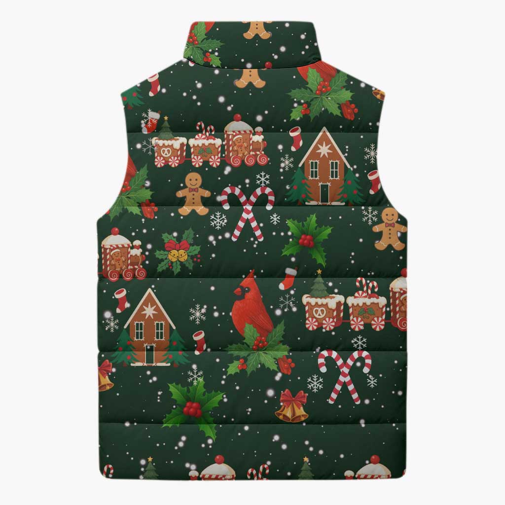 Love Cardinal Xmas Christmas Sleeveless Puffer Jacket Xmas Holiday Patterns - Wonder Print Shop