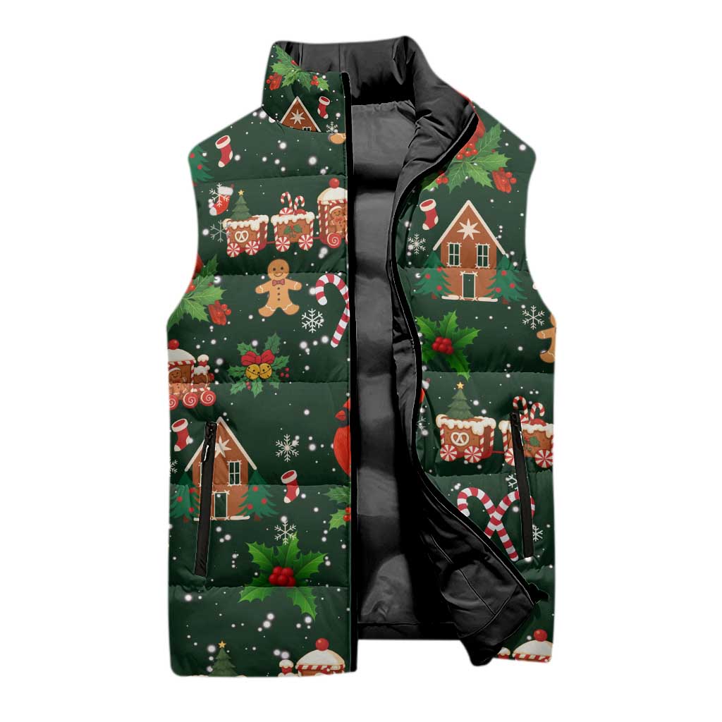 Love Cardinal Xmas Christmas Sleeveless Puffer Jacket Xmas Holiday Patterns - Wonder Print Shop