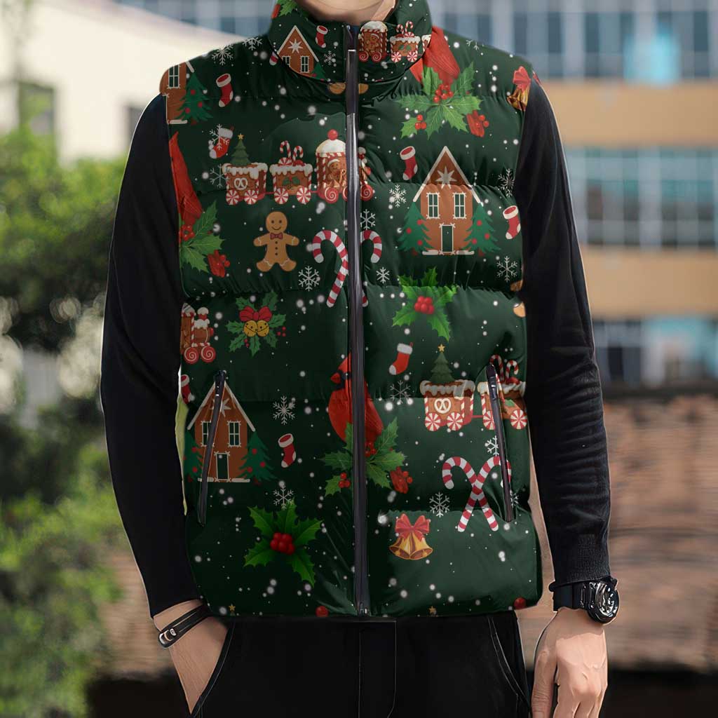 Love Cardinal Xmas Christmas Sleeveless Puffer Jacket Xmas Holiday Patterns - Wonder Print Shop