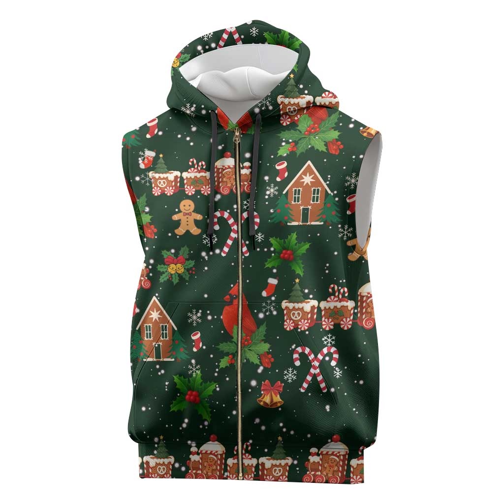 Love Cardinal Xmas Christmas Sleeveless Zip Hoodie Xmas Holiday Patterns - Wonder Print Shop