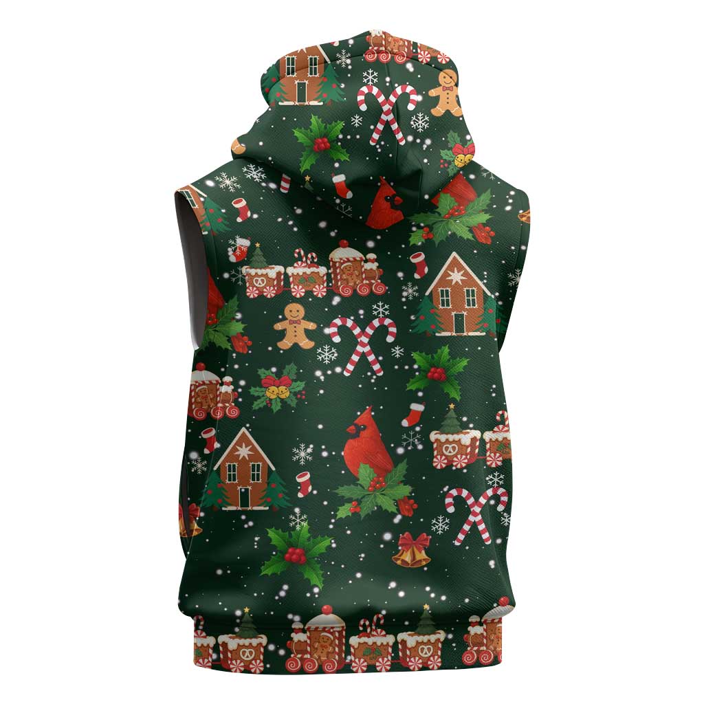 Love Cardinal Xmas Christmas Sleeveless Zip Hoodie Xmas Holiday Patterns - Wonder Print Shop