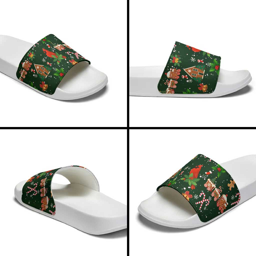 Love Cardinal Xmas Christmas Slide Sandals Xmas Holiday Patterns - Wonder Print Shop