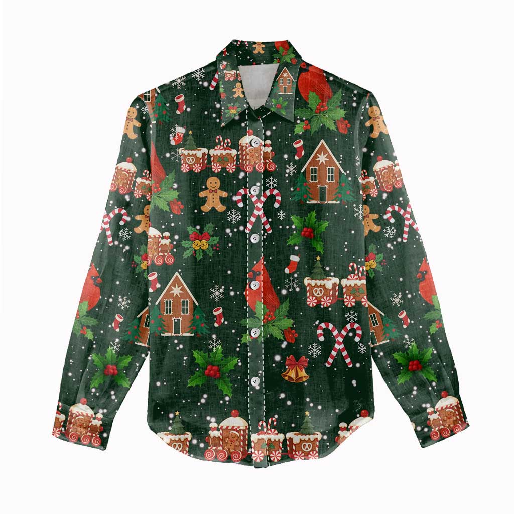 Love Cardinal Xmas Christmas Women Casual Shirt Xmas Holiday Patterns - Wonder Print Shop