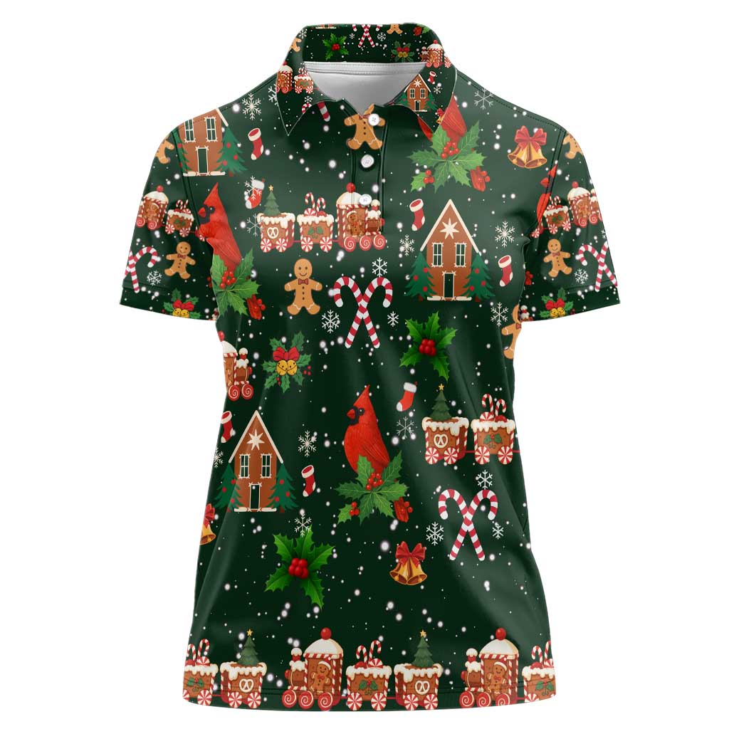 Love Cardinal Xmas Christmas Women Polo Shirt Xmas Holiday Patterns - Wonder Print Shop
