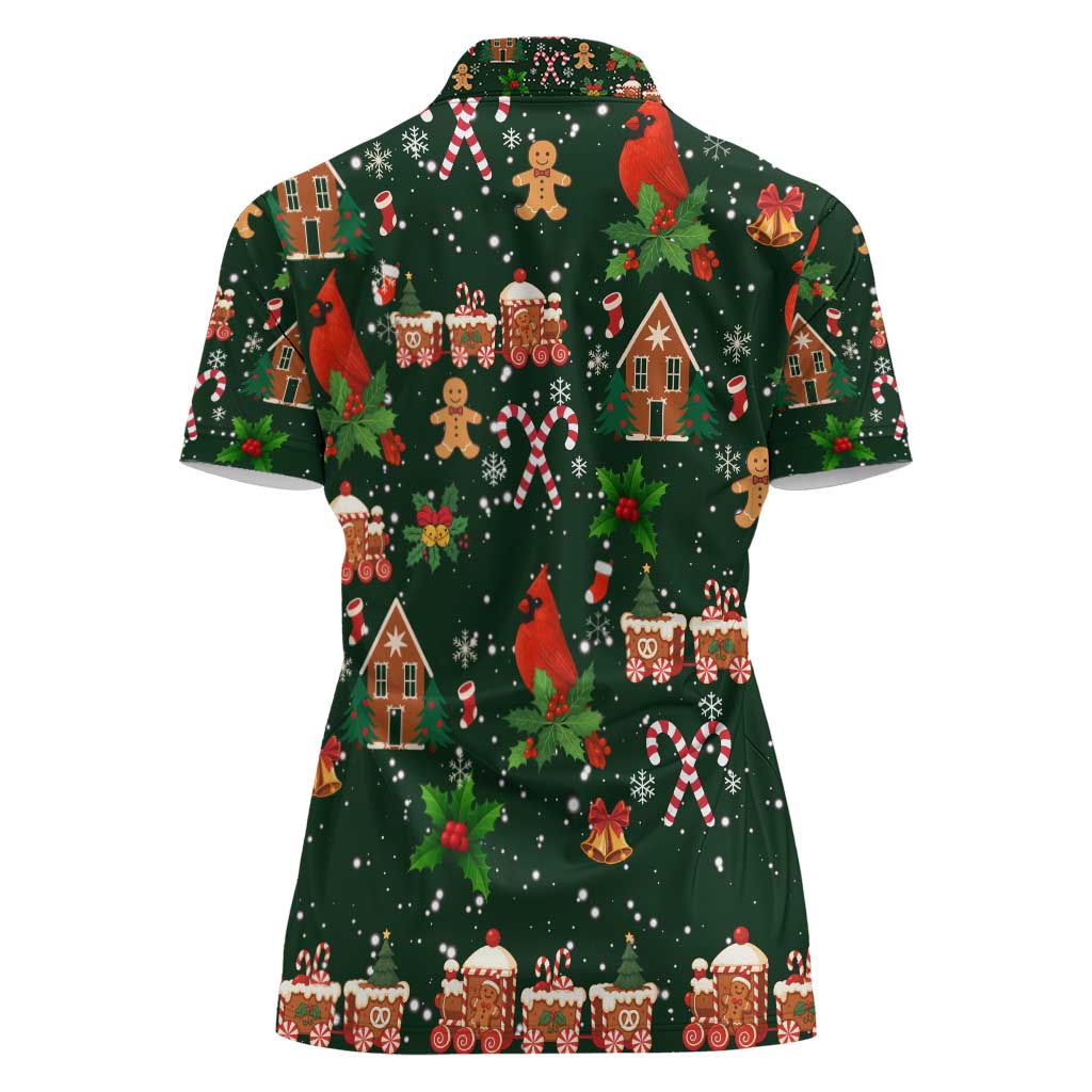 Love Cardinal Xmas Christmas Women Polo Shirt Xmas Holiday Patterns - Wonder Print Shop