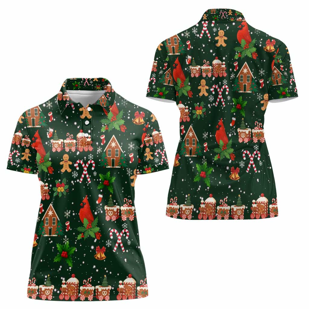 Love Cardinal Xmas Christmas Women Polo Shirt Xmas Holiday Patterns - Wonder Print Shop