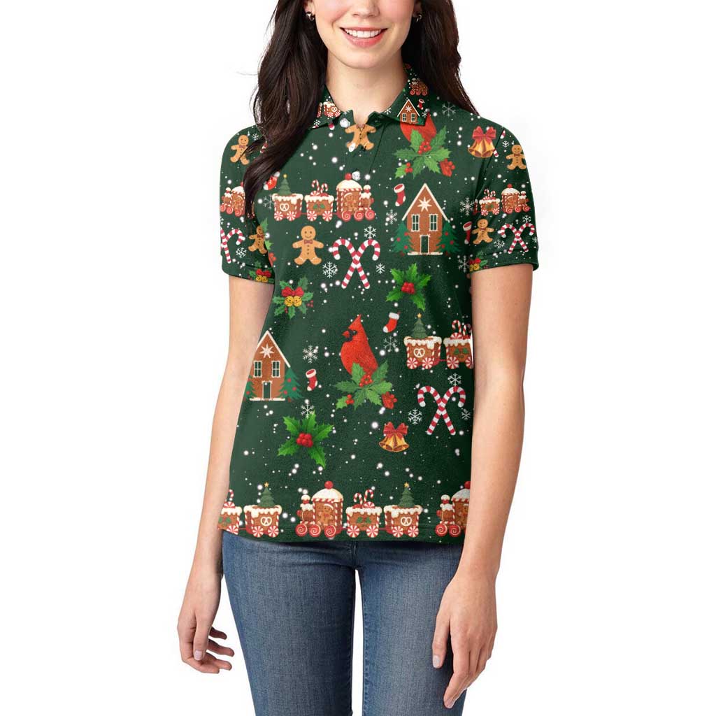 Love Cardinal Xmas Christmas Women Polo Shirt Xmas Holiday Patterns - Wonder Print Shop