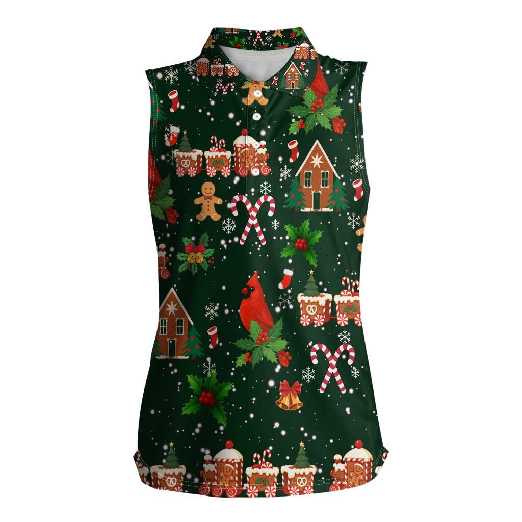 Love Cardinal Xmas Christmas Women Sleeveless Polo Shirt Xmas Holiday Patterns - Wonder Print Shop