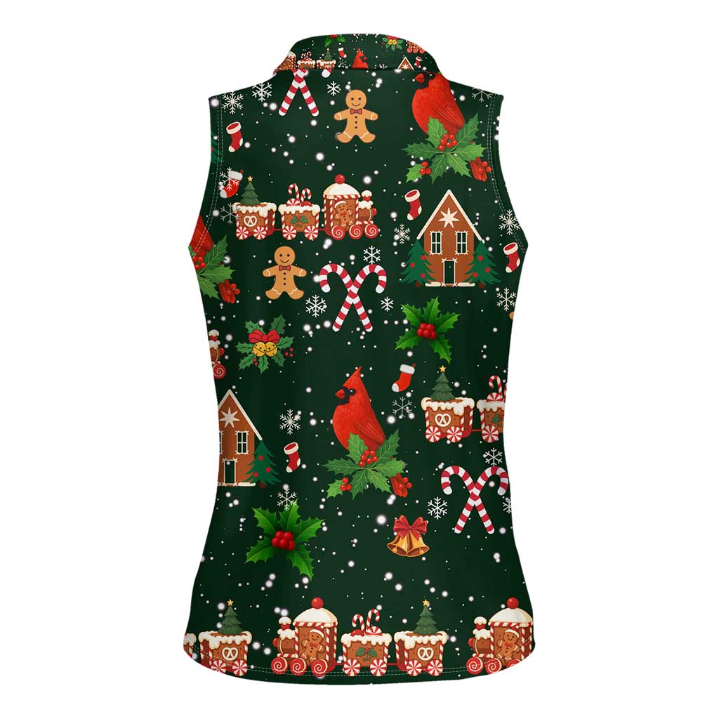Love Cardinal Xmas Christmas Women Sleeveless Polo Shirt Xmas Holiday Patterns - Wonder Print Shop