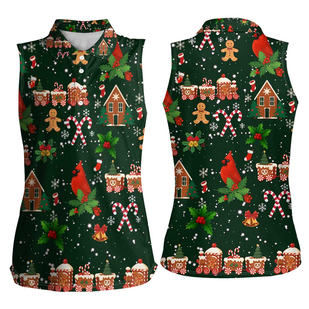 Love Cardinal Xmas Christmas Women Sleeveless Polo Shirt Xmas Holiday Patterns - Wonder Print Shop
