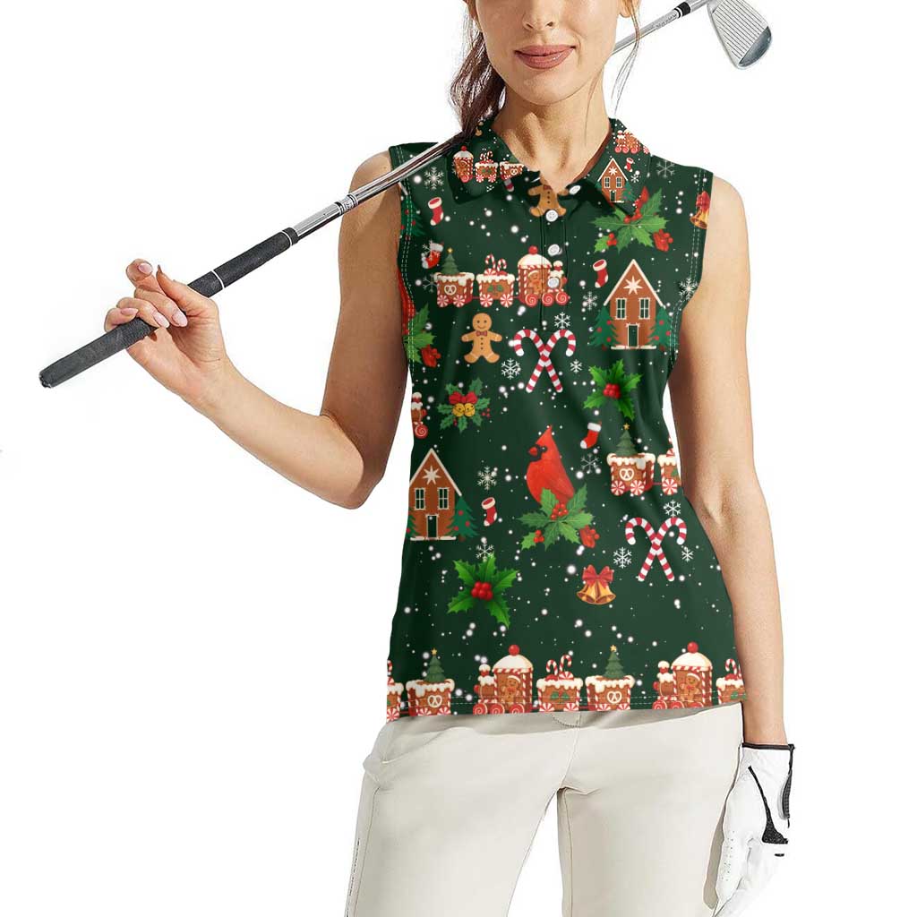 Love Cardinal Xmas Christmas Women Sleeveless Polo Shirt Xmas Holiday Patterns - Wonder Print Shop