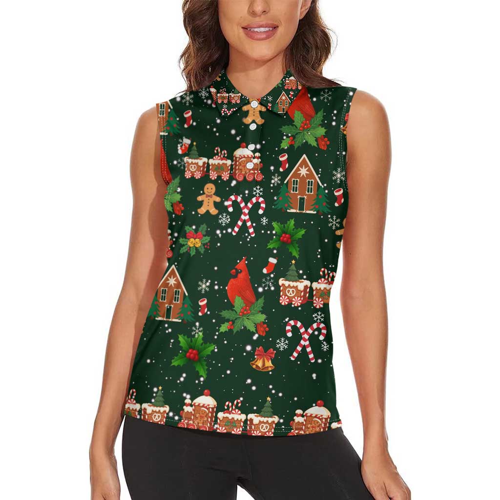 Love Cardinal Xmas Christmas Women Sleeveless Polo Shirt Xmas Holiday Patterns - Wonder Print Shop