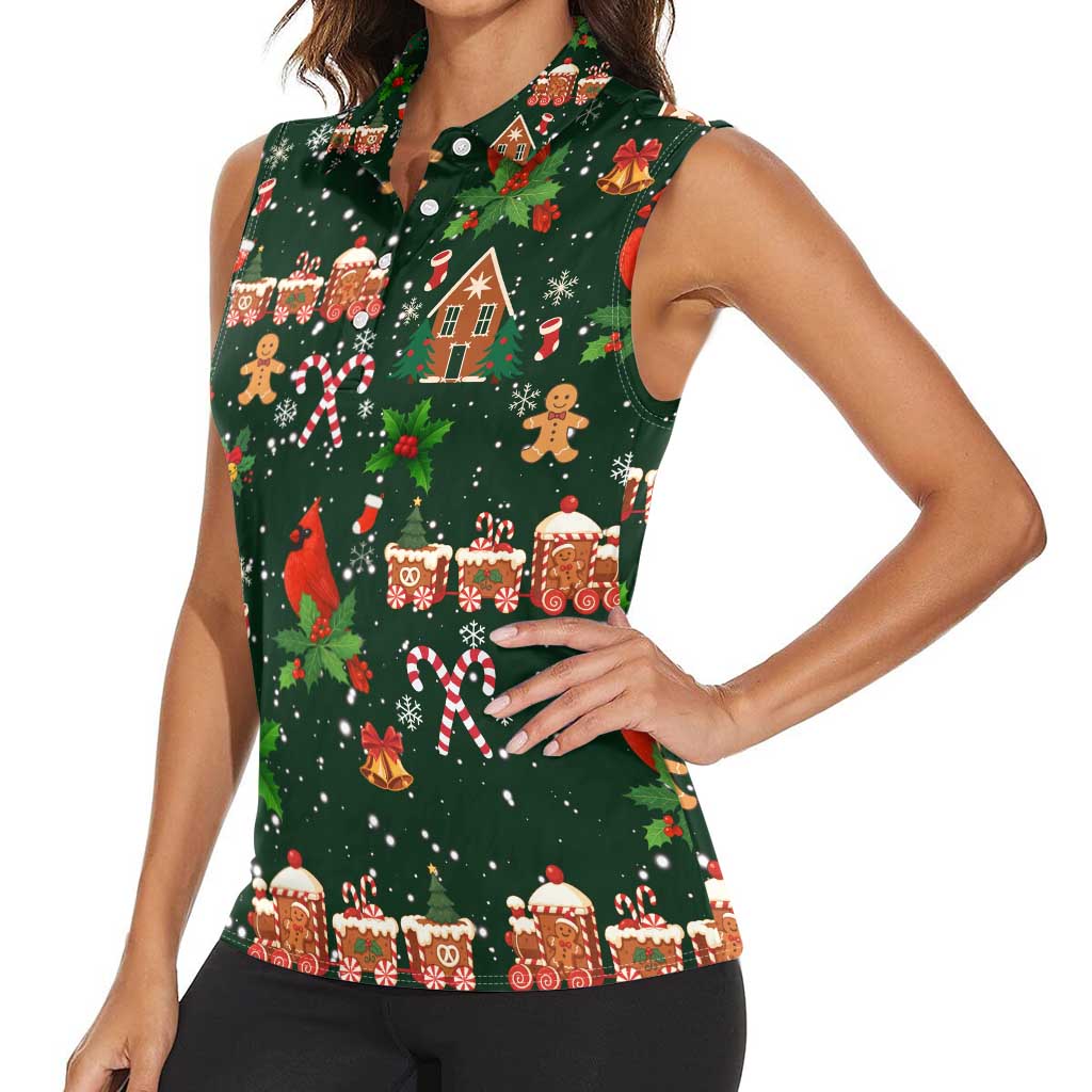 Love Cardinal Xmas Christmas Women Sleeveless Polo Shirt Xmas Holiday Patterns - Wonder Print Shop