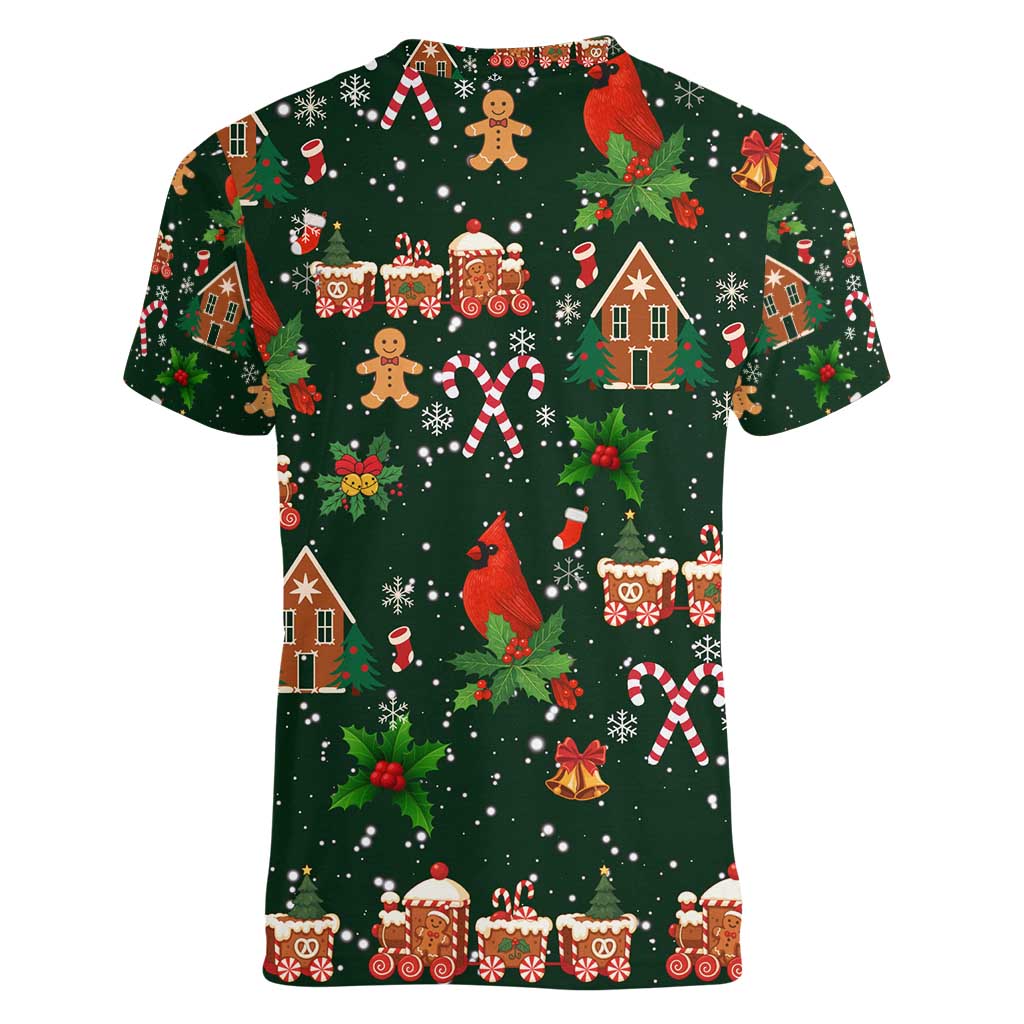 Love Cardinal Xmas Christmas Women V-Neck T-Shirt Xmas Holiday Patterns - Wonder Print Shop