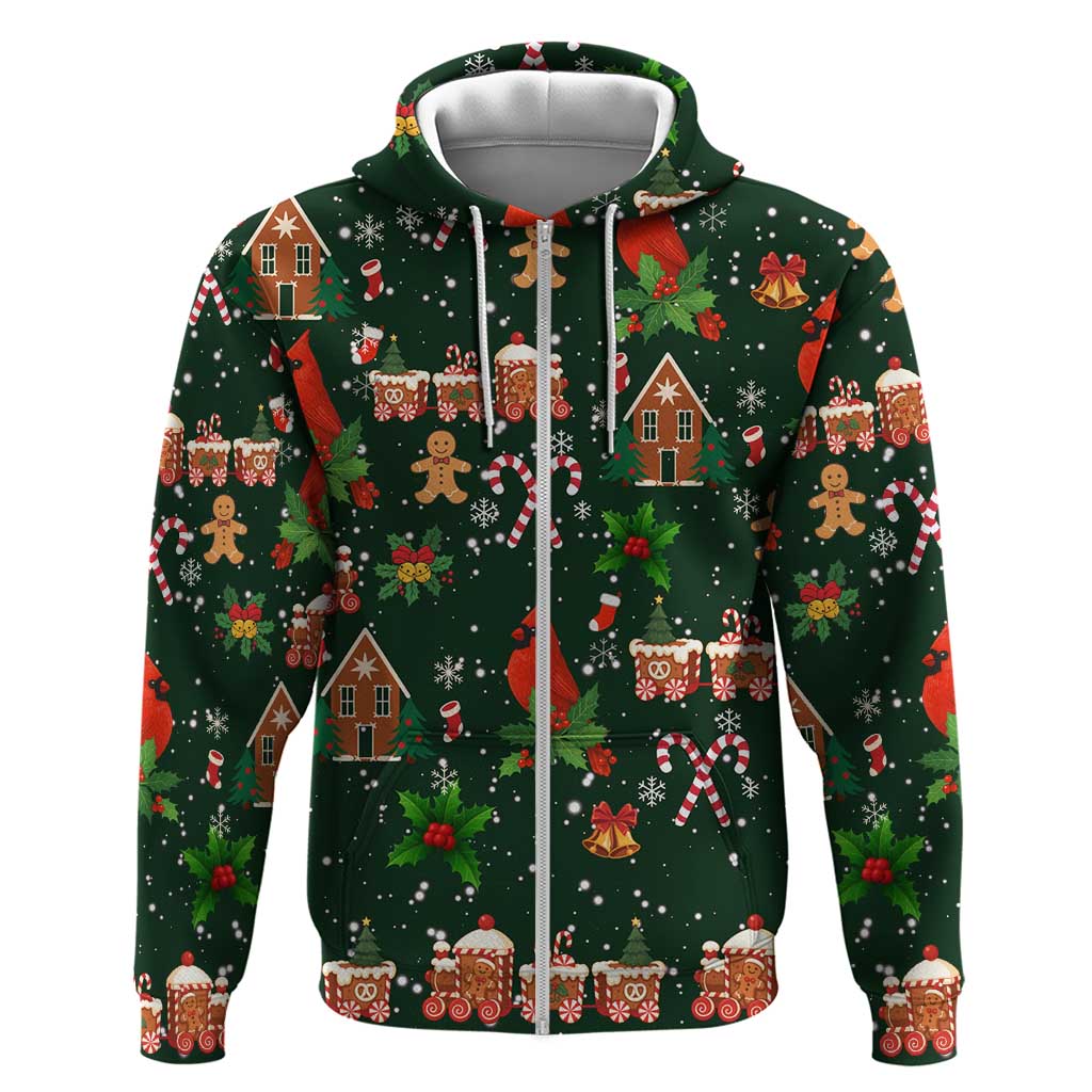 Love Cardinal Xmas Christmas Zip Hoodie Xmas Holiday Patterns - Wonder Print Shop