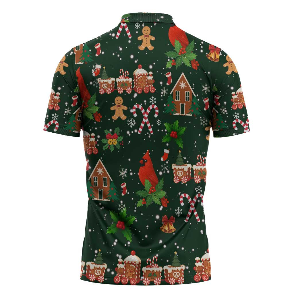 Love Cardinal Xmas Christmas Zipper Polo Shirt Xmas Holiday Patterns - Wonder Print Shop