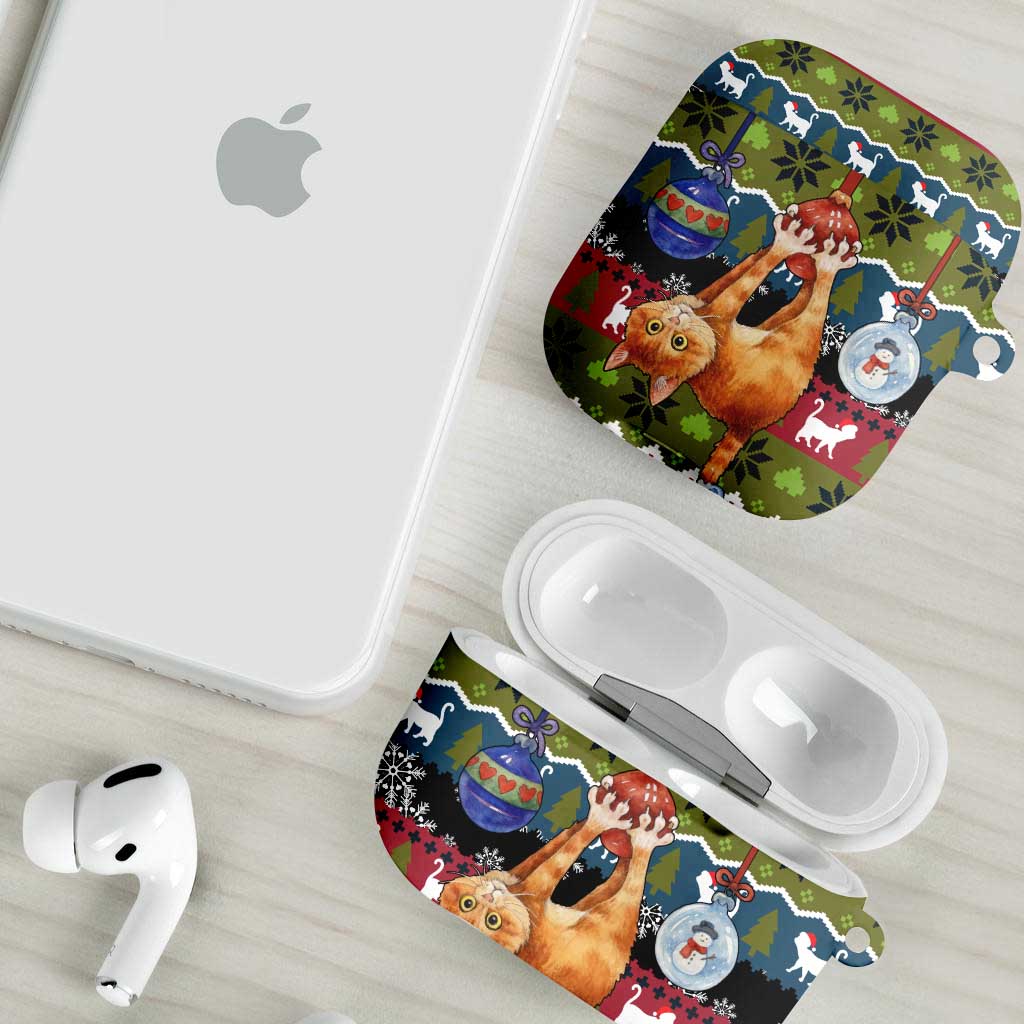 Cat Hanging on Xmas Tree Christmas AirPods Case Xmas Holiday Patterns - Wonder Print Shop