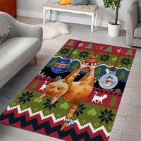 Cat Hanging on Xmas Tree Christmas Area Rug Xmas Holiday Patterns - Wonder Print Shop