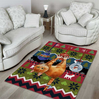 Cat Hanging on Xmas Tree Christmas Area Rug Xmas Holiday Patterns - Wonder Print Shop