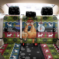 Cat Hanging on Xmas Tree Christmas Back Car Seat Cover Xmas Holiday Patterns - Wonder Print Shop