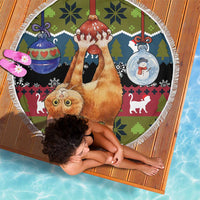 Cat Hanging on Xmas Tree Christmas Beach Blanket Xmas Holiday Patterns - Wonder Print Shop