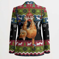 Cat Hanging on Xmas Tree Christmas Blazer Xmas Holiday Patterns - Wonder Print Shop