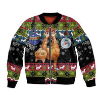 Cat Hanging on Xmas Tree Christmas Bomber Jacket Xmas Holiday Patterns - Wonder Print Shop