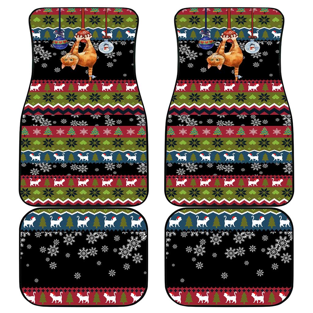 Cat Hanging on Xmas Tree Christmas Car Mats Xmas Holiday Patterns - Wonder Print Shop
