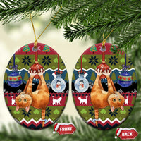 Cat Hanging on Xmas Tree Christmas Ceramic Ornament Xmas Holiday Patterns - Wonder Print Shop