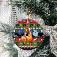 Cat Hanging on Xmas Tree Christmas Ceramic Ornament Xmas Holiday Patterns - Wonder Print Shop