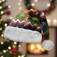Cat Hanging on Xmas Tree Christmas Santa Hat Xmas Holiday Patterns - Wonder Print Shop