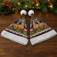 Cat Hanging on Xmas Tree Christmas Santa Hat Xmas Holiday Patterns - Wonder Print Shop
