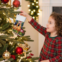Cat Hanging on Xmas Tree Christmas Stocking Xmas Holiday Patterns - Wonder Print Shop