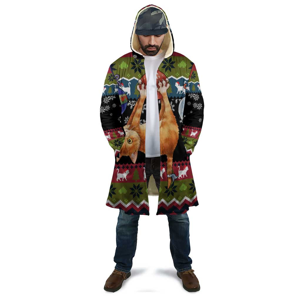 Cat Hanging on Xmas Tree Christmas Cloak Xmas Holiday Patterns - Wonder Print Shop