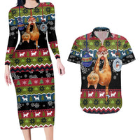 Cat Hanging on Xmas Tree Christmas Couples Matching Long Sleeve Bodycon Dress and Hawaiian Shirt Xmas Holiday Patterns - Wonder Print Shop