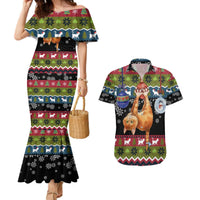 Cat Hanging on Xmas Tree Christmas Couples Matching Mermaid Dress and Hawaiian Shirt Xmas Holiday Patterns - Wonder Print Shop