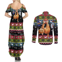 Cat Hanging on Xmas Tree Christmas Couples Matching Summer Maxi Dress and Long Sleeve Button Shirt Xmas Holiday Patterns - Wonder Print Shop