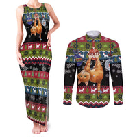 Cat Hanging on Xmas Tree Christmas Couples Matching Tank Maxi Dress and Long Sleeve Button Shirt Xmas Holiday Patterns - Wonder Print Shop