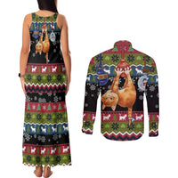 Cat Hanging on Xmas Tree Christmas Couples Matching Tank Maxi Dress and Long Sleeve Button Shirt Xmas Holiday Patterns - Wonder Print Shop