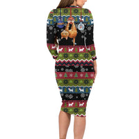 Cat Hanging on Xmas Tree Christmas Family Matching Long Sleeve Bodycon Dress and Hawaiian Shirt Xmas Holiday Patterns - Wonder Print Shop