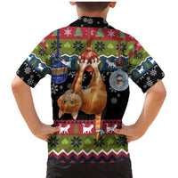 Cat Hanging on Xmas Tree Christmas Family Matching Mermaid Dress and Hawaiian Shirt Xmas Holiday Patterns - Wonder Print Shop