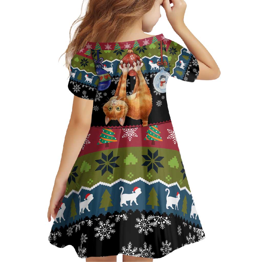 Cat Hanging on Xmas Tree Christmas Family Matching Mermaid Dress and Hawaiian Shirt Xmas Holiday Patterns - Wonder Print Shop