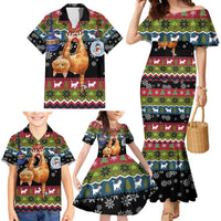 Cat Hanging on Xmas Tree Christmas Family Matching Mermaid Dress and Hawaiian Shirt Xmas Holiday Patterns - Wonder Print Shop