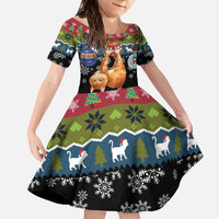 Cat Hanging on Xmas Tree Christmas Family Matching Off The Shoulder Long Sleeve Dress and Hawaiian Shirt Xmas Holiday Patterns - Wonder Print Shop