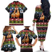 Cat Hanging on Xmas Tree Christmas Family Matching Off The Shoulder Long Sleeve Dress and Hawaiian Shirt Xmas Holiday Patterns - Wonder Print Shop