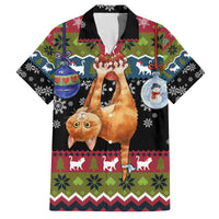 Cat Hanging on Xmas Tree Christmas Family Matching Off The Shoulder Long Sleeve Dress and Hawaiian Shirt Xmas Holiday Patterns - Wonder Print Shop