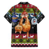 Cat Hanging on Xmas Tree Christmas Family Matching Off The Shoulder Long Sleeve Dress and Hawaiian Shirt Xmas Holiday Patterns - Wonder Print Shop