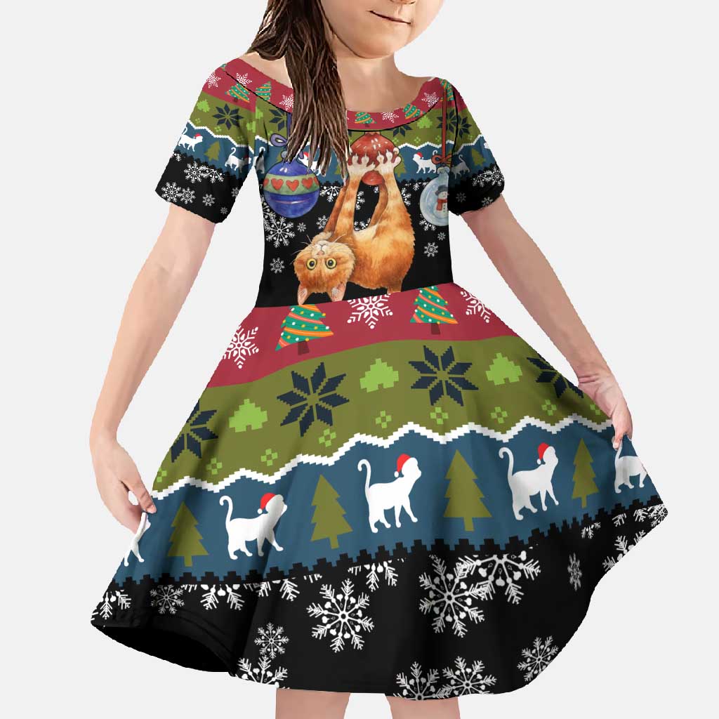 Cat Hanging on Xmas Tree Christmas Family Matching Off Shoulder Maxi Dress and Hawaiian Shirt Xmas Holiday Patterns - Wonder Print Shop